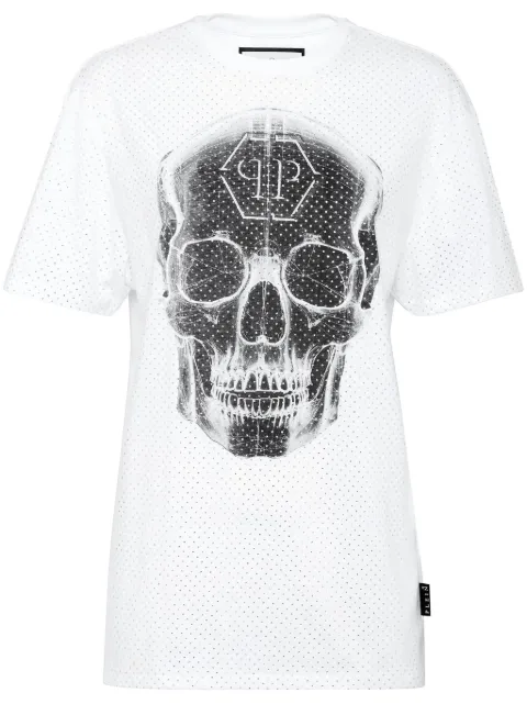 Philipp Plein Skull rhinestone T-shirt White AADCWTK3448PJY002N