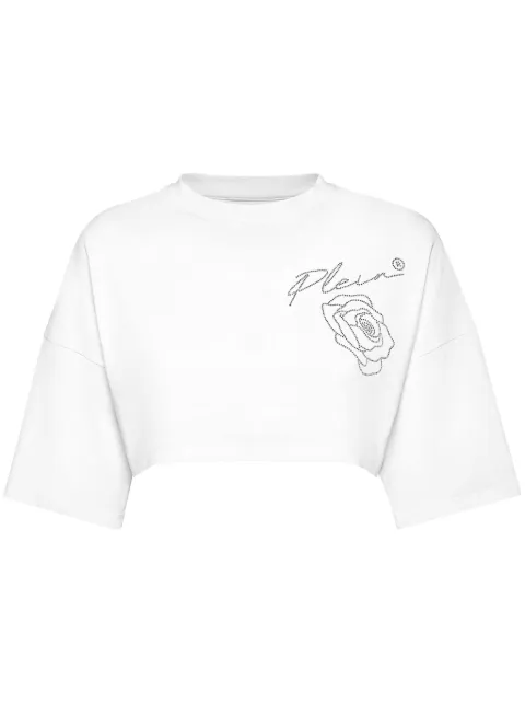 Philipp Plein Roses cropped t-shirt White AADCWTK3427PJY002N