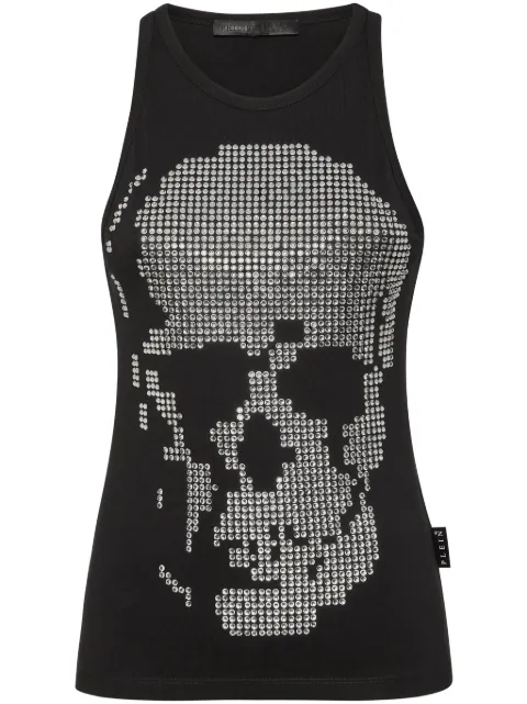 Philipp Plein skull-embellished ribbed tank top Black AADCWRK0654PJY002N