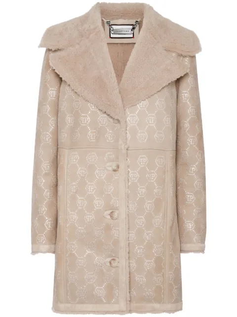 Philipp Plein monogram-pattern coat Neutrals AADCWLA0068PFU020N