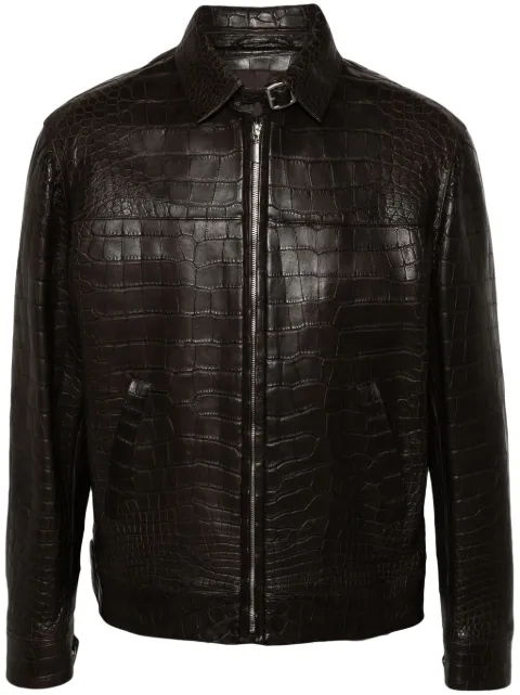 Brioni embossed-leather jacket Brown BR2152302MARR52