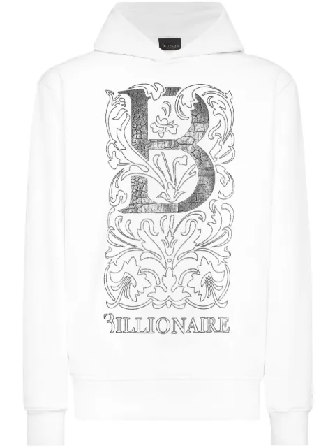 Billionaire logo-print hoodie White OADCMJB3443BTE014N