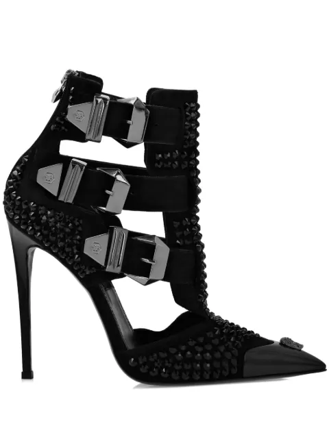 Philipp Plein suede strass sandals high heeLS Skull Black AADSWSA0707PLE009N