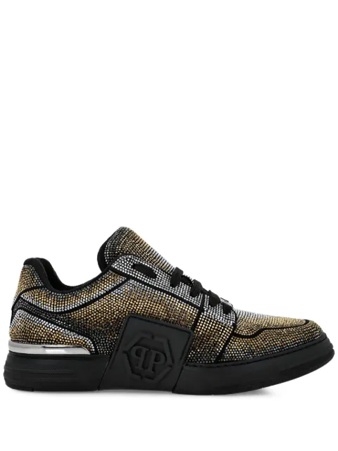 Philipp Plein suede lo-top sneakers strass Hexagon Black AADSUSC0697PLE009N