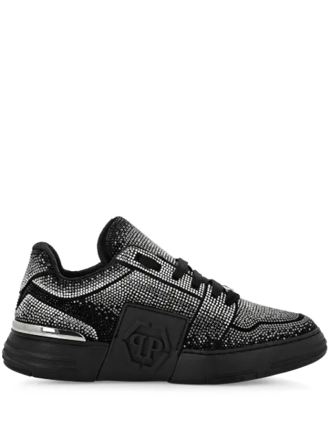 Philipp Plein suede lo-top sneakers strass Hexagon Black AADSUSC0697PLE009N