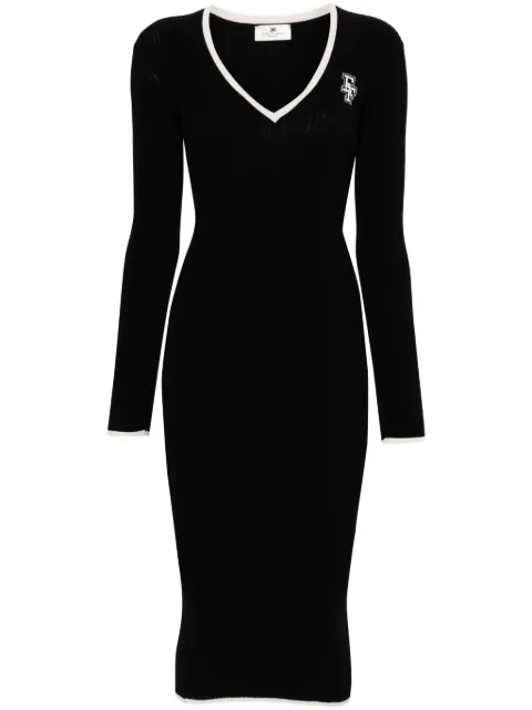 Elisabetta Franchi intarsia-knit ribbed midi dress Black AM09M46E2