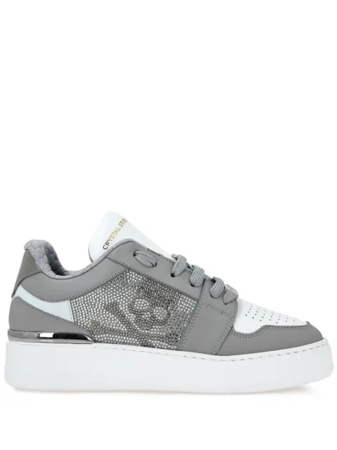 Philipp Plein Crystal Lo-Top Leather Sneakers Grey AADSUSC0627PLE005N