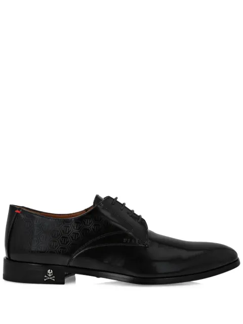 Philipp Plein leather lace up shoes monogram Black AADSMSB0819PLE010N