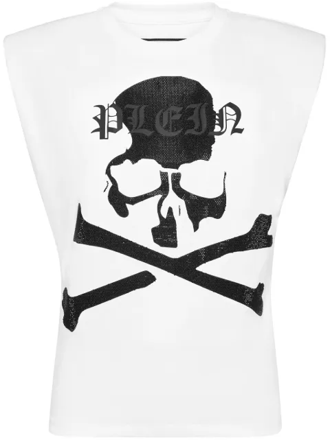 Philipp Plein rhinestone-embellished Skull tank top White AADCWTK3419PJY002N