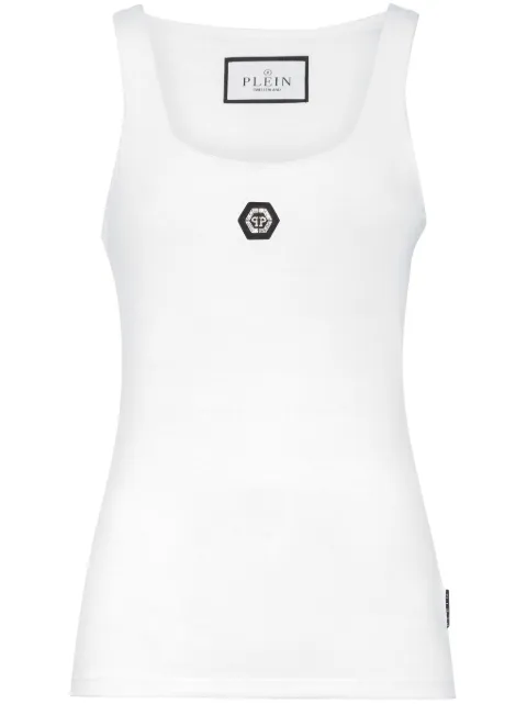 Philipp Plein logo-appliqué tank top White AADCWRK0665PTE003N