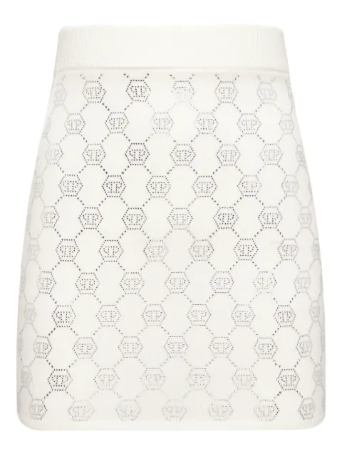 Philipp Plein monogram knitted mini skirt Neutrals AADCWKV0077PKN002N