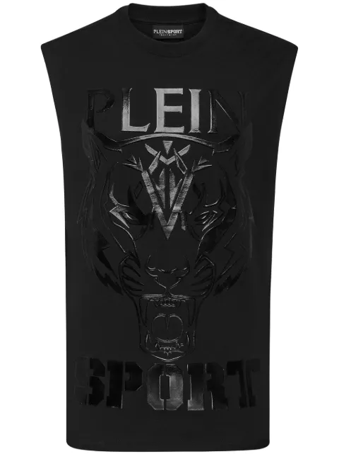 Plein Sport logo-print tank top Black AADCMTK7947STE001N