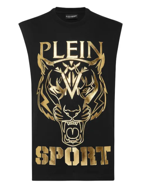 Plein Sport tiger-print tank top Black AADCMTK7947STE001N