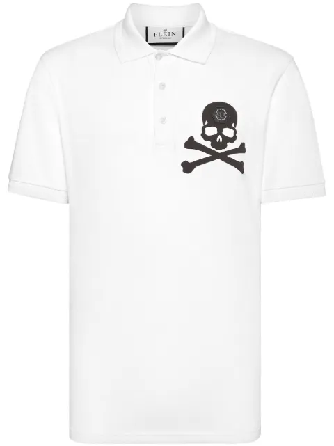 Philipp Plein logo-print cotton polo shirt White AADCMTK7932PJY002N
