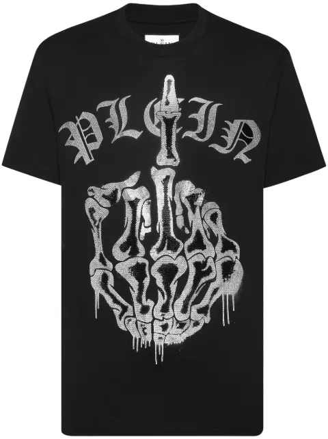 Philipp Plein rhinestone-embellished cotton t-shirt Black AADCMTK7888PJY002N