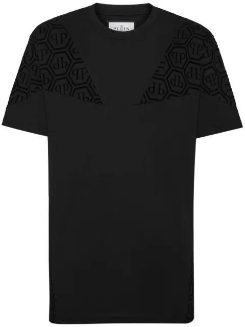 Philipp Plein logo-panel cotton t-shirt Black AADCMTK7842PJY002N