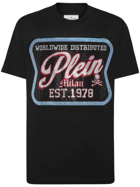 Philipp Plein logo-patch crew-neck T-shirt Black AADCMTK7695PJY002N