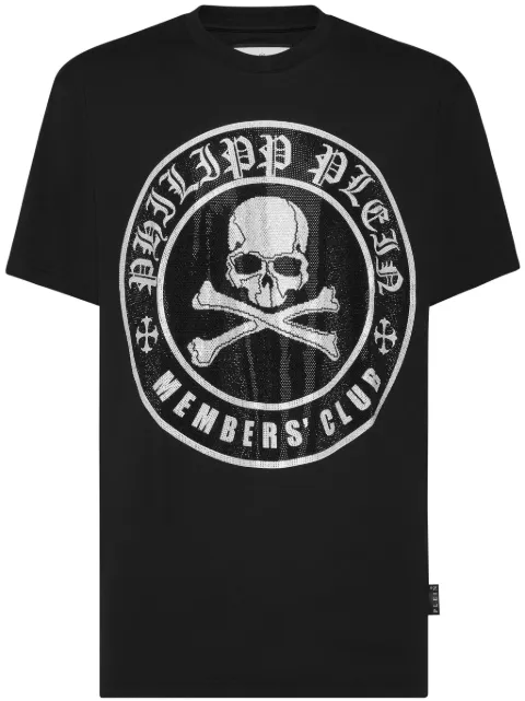 Philipp Plein Skull&Bones-print crystal-embellished T-shirt Black AADCMTK7690PJY002N