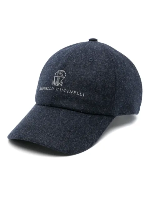 Brunello Cucinelli embroidered-logo wool baseball cap Blue M038P9850CPM26