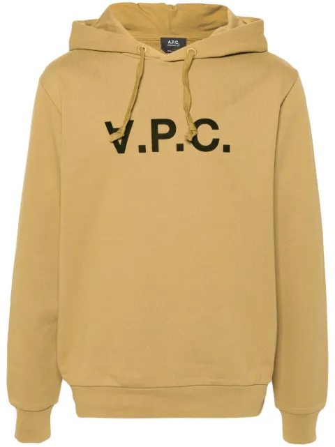A.P.C. logo-flocked cotton hoodie Green COHBNM27908