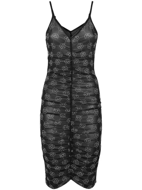 Philipp Plein monogram tulle dress Black AADCWRG3196PTE003N
