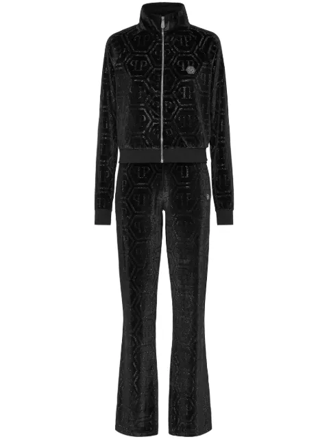 Philipp Plein monogram-embellished track pants Black AADCWJJ0247PTE003N