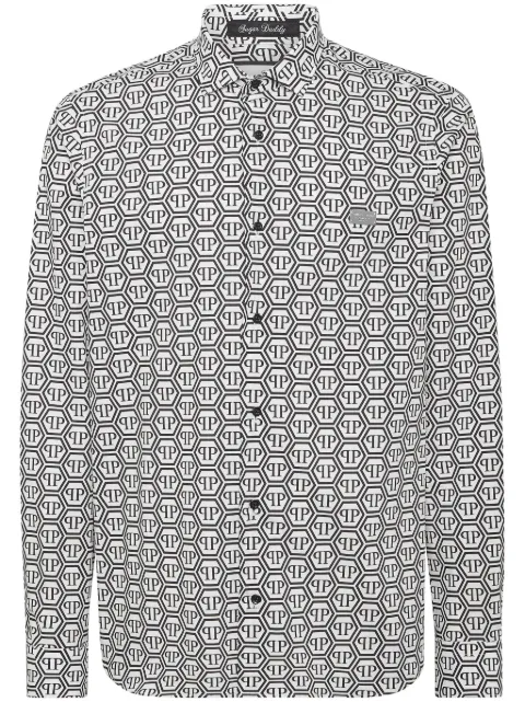 Philipp Plein monogram-print shirt Black AADCMRP2285PTE012N