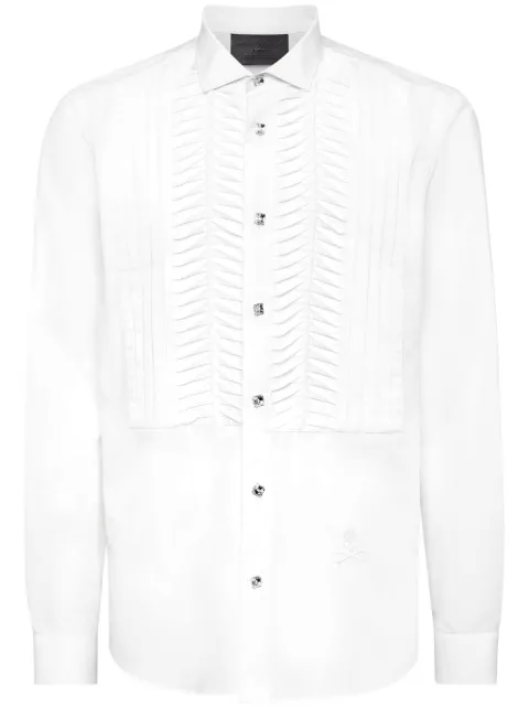 Philipp Plein Black Tie long-sleeve shirt White AADCMRP2276PTE012N