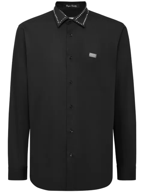 Philipp Plein shirt Sugar Daddy cut LS studs Black AADCMRP2211PTE003N