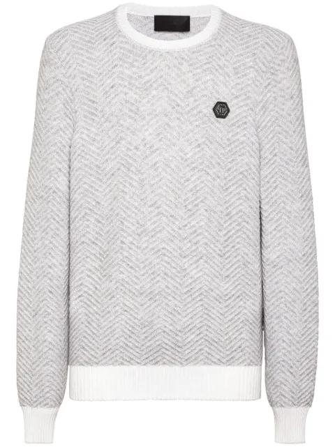 Philipp Plein long sleeve sweater White AADCMKO1419PTE076N