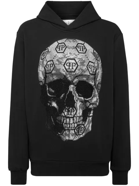 Philipp Plein rhinestone-embellished Skull hoodie Black AADCMJB3493PJO002N