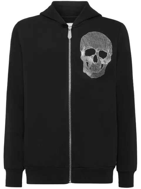 Philipp Plein embroidered zipped hoodie Black AADCMJB3515PJY002N