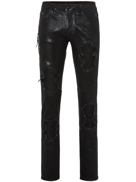 Philipp Plein denim rock star trousers camouflage Black AADCMDT3909PDE004N