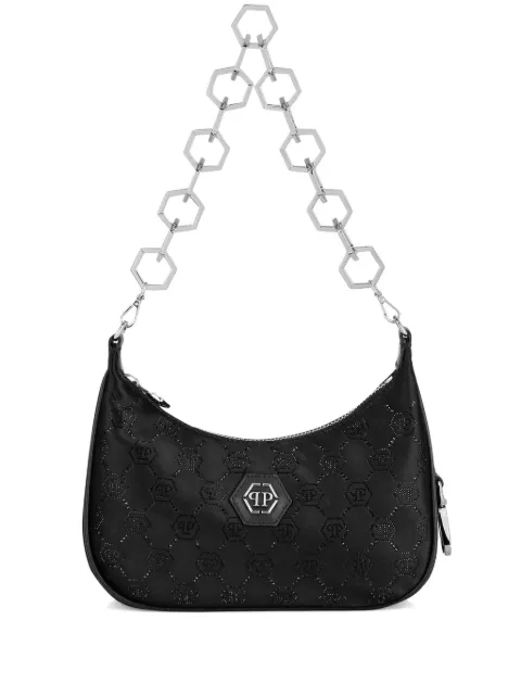 Philipp Plein monogram-pattern satin shoulder bag Black AADAWBA2028PTE028N