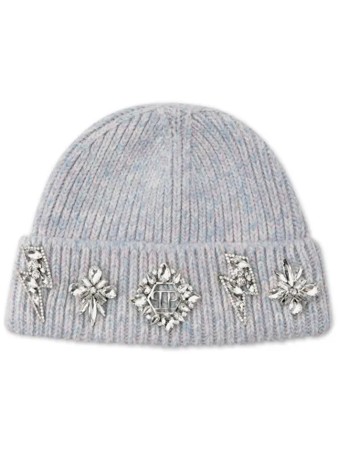 Philipp Plein brooch-detail beanie Blue AADAWAC0255PKN002N