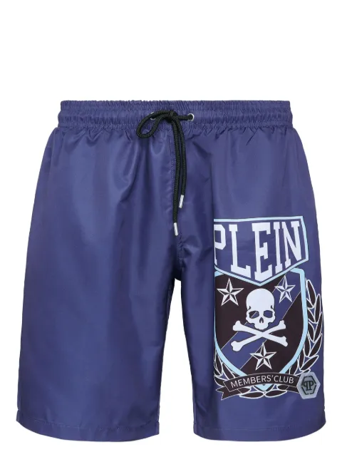 Philipp Plein Skull&Bones-print swim shorts Blue AADCMMX0146PTE003N