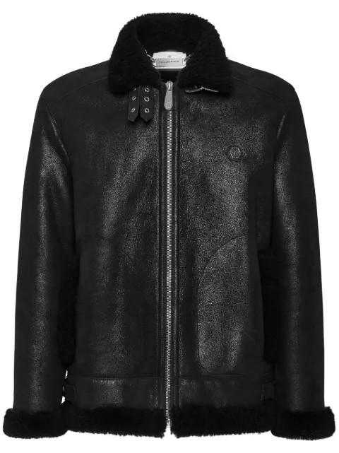 Philipp Plein shearling biker jacket Black AADCMLB1873PLE010N