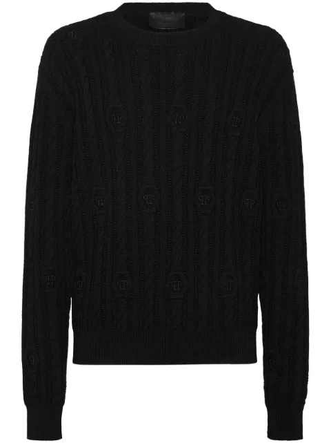 Philipp Plein logo-embroidered jumper Black AADCMKO1420PTE003N