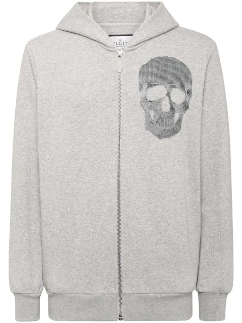 Philipp Plein zip-up skull-embellished hoodie Grey AADCMJB3515PJY002N