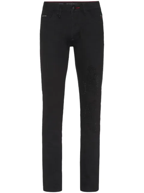 Philipp Plein Super Straight dragon-detail jeans Black AADCMDT3905PDE004N
