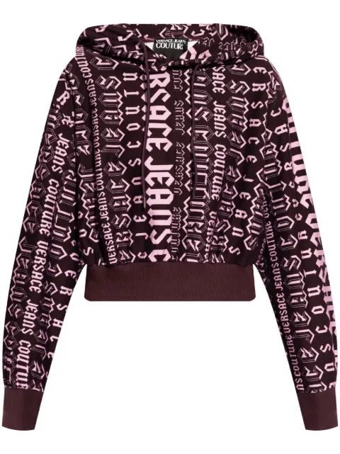 Versace Jeans Couture logo pattern hoodie sweatshirt Purple 77HAI314FS172