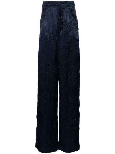 Balenciaga crinkled-finish wide-leg trousers Blue 751502TLO28