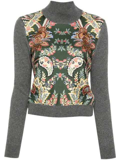ETRO floral contrast-panel jumper Grey WRKE0157AV386