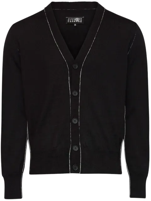 MM6 Maison Margiela single-stitch fine-knit cardigan Black SH0HP0007M13037