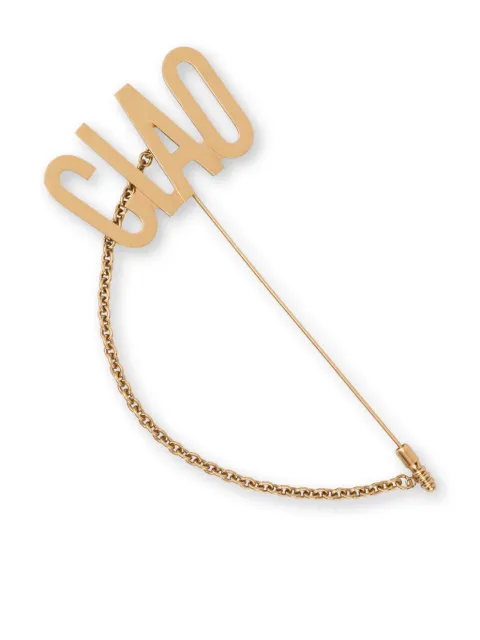 Moschino Ciao-lettering chain-detail brooch Gold A91818402