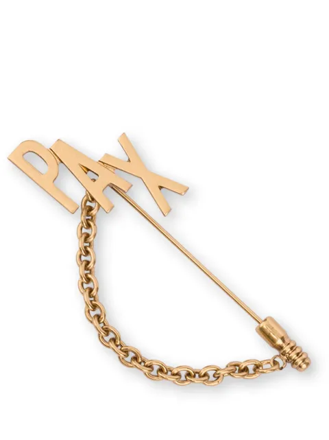 Moschino Pax-lettering chain-detail brooch Gold A91788402