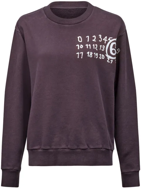 MM6 Maison Margiela Numbers-print cotton sweatshirt Purple S62GU0132M25004