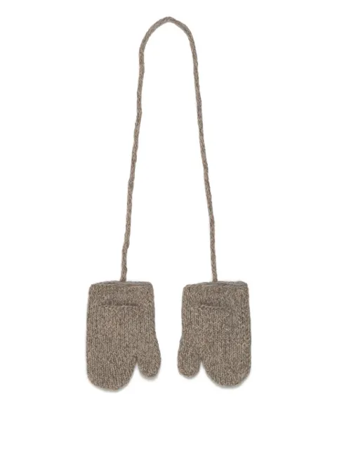 Maison Margiela shetland-wool connecting-string mittens Neutrals S50TS0043M13067