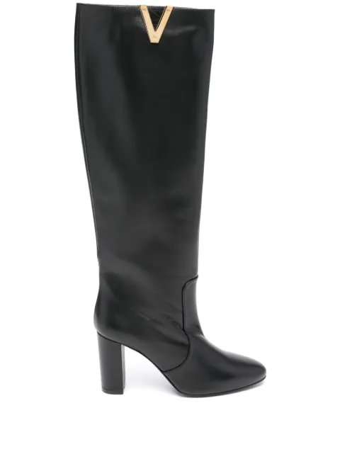 Via Roma 15 80mm V-plaque knee-high boots Black 3865