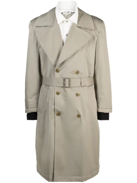 MM6 Maison Margiela belted double-breasted coat Neutrals S62AH0039S54452